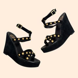 Tory Burch Studded Suede Sandals Black